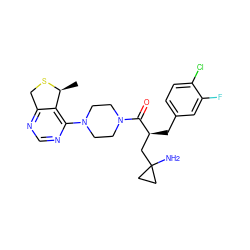 C[C@@H]1SCc2ncnc(N3CCN(C(=O)[C@@H](Cc4ccc(Cl)c(F)c4)CC4(N)CC4)CC3)c21 ZINC000066260034