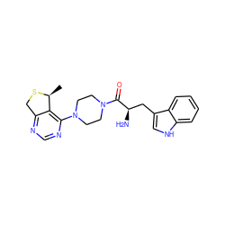 C[C@@H]1SCc2ncnc(N3CCN(C(=O)[C@H](N)Cc4c[nH]c5ccccc45)CC3)c21 ZINC000058655518