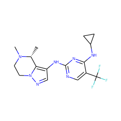 C[C@@H]1c2c(Nc3ncc(C(F)(F)F)c(NC4CC4)n3)cnn2CCN1C ZINC000205903026