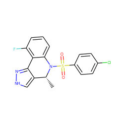 C[C@@H]1c2c[nH]nc2-c2c(F)cccc2N1S(=O)(=O)c1ccc(Cl)cc1 ZINC000045256352