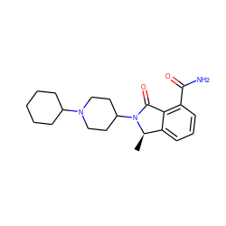 C[C@@H]1c2cccc(C(N)=O)c2C(=O)N1C1CCN(C2CCCCC2)CC1 ZINC000117366909