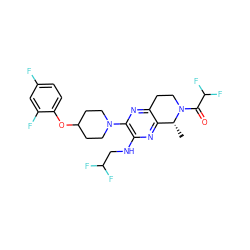 C[C@@H]1c2nc(NCC(F)F)c(N3CCC(Oc4ccc(F)cc4F)CC3)nc2CCN1C(=O)C(F)F ZINC001772629172