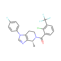 C[C@@H]1c2ncn(-c3ccc(F)cc3)c2CCN1C(=O)c1cccc(C(F)(F)F)c1Cl ZINC000218426110