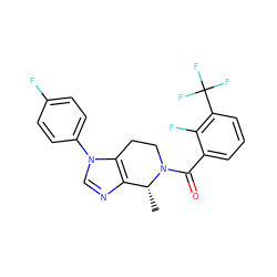 C[C@@H]1c2ncn(-c3ccc(F)cc3)c2CCN1C(=O)c1cccc(C(F)(F)F)c1F ZINC000218543276