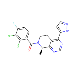 C[C@@H]1c2ncnc(-c3ccn[nH]3)c2CCN1C(=O)c1ccc(F)c(Cl)c1Cl ZINC000225927971