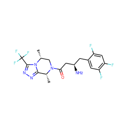 C[C@@H]1c2nnc(C(F)(F)F)n2[C@H](C)CN1C(=O)C[C@H](N)Cc1cc(F)c(F)cc1F ZINC000028967417