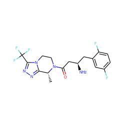 C[C@@H]1c2nnc(C(F)(F)F)n2CCN1C(=O)C[C@H](N)Cc1cc(F)ccc1F ZINC000013974778