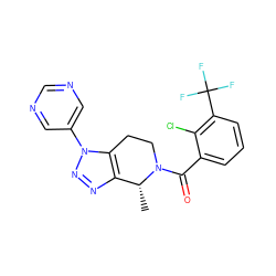 C[C@@H]1c2nnn(-c3cncnc3)c2CCN1C(=O)c1cccc(C(F)(F)F)c1Cl ZINC000218498382