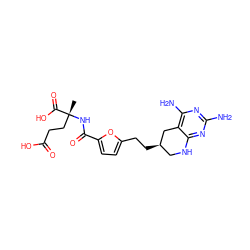 C[C@](CCC(=O)O)(NC(=O)c1ccc(CC[C@@H]2CNc3nc(N)nc(N)c3C2)o1)C(=O)O ZINC000027880434