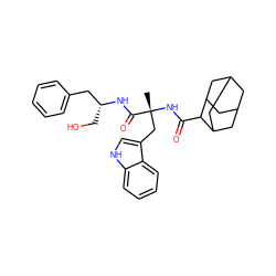 C[C@](Cc1c[nH]c2ccccc12)(NC(=O)C1C2CC3CC(C2)CC1C3)C(=O)N[C@H](CO)Cc1ccccc1 ZINC000027637449