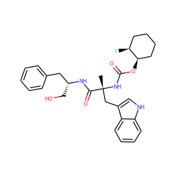 C[C@](Cc1c[nH]c2ccccc12)(NC(=O)O[C@@H]1CCCC[C@@H]1F)C(=O)N[C@H](CO)Cc1ccccc1 ZINC000013825480