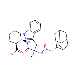 C[C@](Cc1c[nH]c2ccccc12)(NC(=O)OC1C2CC3CC(C2)CC1C3)C(=O)N[C@@H]1CCCC[C@@H]1C(=O)O ZINC000013776522