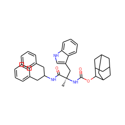 C[C@](Cc1c[nH]c2ccccc12)(NC(=O)OC1C2CC3CC(C2)CC1C3)C(=O)NC(Cc1ccccc1)Cc1ccccc1 ZINC000027518018