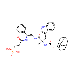 C[C@](Cc1c[nH]c2ccccc12)(NC(=O)OC1C2CC3CC(C2)CC1C3)C(=O)NC[C@@H](NC(=O)CCP(=O)(O)O)c1ccccc1 ZINC000026573577