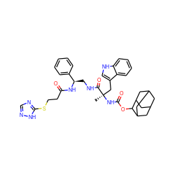 C[C@](Cc1c[nH]c2ccccc12)(NC(=O)OC1C2CC3CC(C2)CC1C3)C(=O)NC[C@@H](NC(=O)CCSc1ncn[nH]1)c1ccccc1 ZINC000026575832