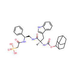 C[C@](Cc1c[nH]c2ccccc12)(NC(=O)OC1C2CC3CC(C2)CC1C3)C(=O)NC[C@@H](NC(=O)CP(=O)(O)O)c1ccccc1 ZINC000026575285