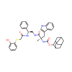 C[C@](Cc1c[nH]c2ccccc12)(NC(=O)OC1C2CC3CC(C2)CC1C3)C(=O)NC[C@@H](NC(=O)CSc1ccccc1O)c1ccccc1 ZINC000026576383