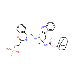 C[C@](Cc1c[nH]c2ccccc12)(NC(=O)OC1C2CC3CC(C2)CC1C3)C(=O)NC[C@H](NC(=O)CCP(=O)(O)O)c1ccccc1 ZINC000027548065