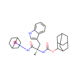 C[C@](Cc1c[nH]c2ccccc12)(NC(=O)OC1C2CC3CC(C2)CC1C3)C(=O)NN1CC2CCC(CC2)C1 ZINC000013776502