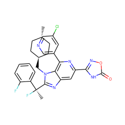 C[C@](F)(c1ccccc1F)c1nc2cc(-c3noc(=O)[nH]3)nc(-c3cncc(Cl)c3)c2n1C[C@H]1CC[C@H](C)CC1 ZINC000261084885
