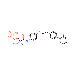 C[C@](N)(COP(=O)(O)O)C(=O)Nc1ccc(OCCc2ccc(-c3ccccc3Cl)cc2)cc1 ZINC000035802910