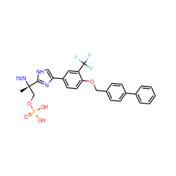 C[C@](N)(COP(=O)(O)O)c1nc(-c2ccc(OCc3ccc(-c4ccccc4)cc3)c(C(F)(F)F)c2)c[nH]1 ZINC000049784682