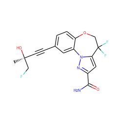 C[C@](O)(C#Cc1ccc2c(c1)-n1nc(C(N)=O)cc1C(F)(F)CO2)CF ZINC000219459875