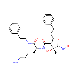 C[C@](O)(C(=O)NO)[C@@H](CCCc1ccccc1)C(=O)N[C@@H](CCCCN)C(=O)NCCc1ccccc1 ZINC000003821315