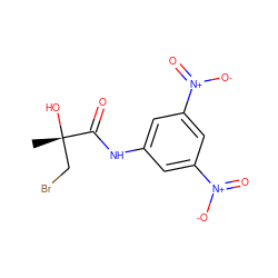 C[C@](O)(CBr)C(=O)Nc1cc([N+](=O)[O-])cc([N+](=O)[O-])c1 ZINC000013581041