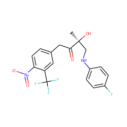 C[C@](O)(CNc1ccc(F)cc1)C(=O)Cc1ccc([N+](=O)[O-])c(C(F)(F)F)c1 ZINC001772623283