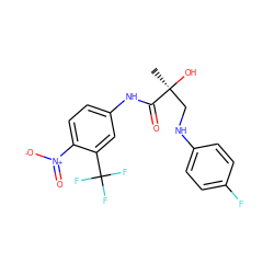 C[C@](O)(CNc1ccc(F)cc1)C(=O)Nc1ccc([N+](=O)[O-])c(C(F)(F)F)c1 ZINC000003928848