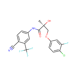 C[C@](O)(COc1ccc(Cl)c(F)c1)C(=O)Nc1ccc(C#N)c(C(F)(F)F)c1 ZINC000039037278