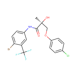 C[C@](O)(COc1ccc(Cl)cc1)C(=O)Nc1ccc(Br)c(C(F)(F)F)c1 ZINC000013581001