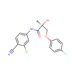 C[C@](O)(COc1ccc(F)cc1)C(=O)Nc1ccc(C#N)c(Cl)c1 ZINC000012349508