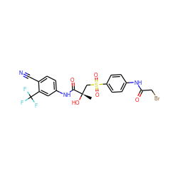 C[C@](O)(CS(=O)(=O)c1ccc(NC(=O)CBr)cc1)C(=O)Nc1ccc(C#N)c(C(F)(F)F)c1 ZINC000014968630