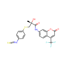 C[C@](O)(CSc1ccc(N=C=S)cc1)C(=O)Nc1ccc2c(C(F)(F)F)cc(=O)oc2c1 ZINC000013609020