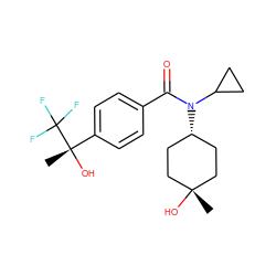 C[C@](O)(c1ccc(C(=O)N(C2CC2)[C@H]2CC[C@@](C)(O)CC2)cc1)C(F)(F)F ZINC000101176265