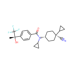 C[C@](O)(c1ccc(C(=O)N(C2CC2)[C@H]2CC[C@](C#N)(C3CC3)CC2)cc1)C(F)(F)F ZINC000101176223