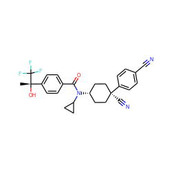 C[C@](O)(c1ccc(C(=O)N(C2CC2)[C@H]2CC[C@](C#N)(c3ccc(C#N)cc3)CC2)cc1)C(F)(F)F ZINC000101176163