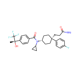 C[C@](O)(c1ccc(C(=O)N(C2CC2)[C@H]2CC[C@](CCC(N)=O)(c3ccc(F)cc3)CC2)cc1)C(F)(F)F ZINC000253996334