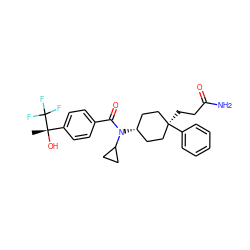 C[C@](O)(c1ccc(C(=O)N(C2CC2)[C@H]2CC[C@](CCC(N)=O)(c3ccccc3)CC2)cc1)C(F)(F)F ZINC000253995114