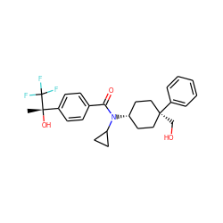 C[C@](O)(c1ccc(C(=O)N(C2CC2)[C@H]2CC[C@](CO)(c3ccccc3)CC2)cc1)C(F)(F)F ZINC000101390127