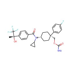 C[C@](O)(c1ccc(C(=O)N(C2CC2)[C@H]2CC[C@](COC(N)=O)(c3ccc(F)cc3)CC2)cc1)C(F)(F)F ZINC000101390116