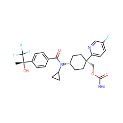 C[C@](O)(c1ccc(C(=O)N(C2CC2)[C@H]2CC[C@](COC(N)=O)(c3ccc(F)cn3)CC2)cc1)C(F)(F)F ZINC000101390122