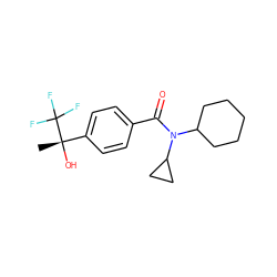 C[C@](O)(c1ccc(C(=O)N(C2CCCCC2)C2CC2)cc1)C(F)(F)F ZINC000034853892