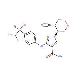 C[C@](O)(c1ccc(Nc2nn([C@@H]3COCC[C@H]3C#N)cc2C(N)=O)cc1)C(F)F ZINC000221836713