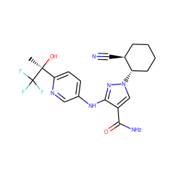 C[C@](O)(c1ccc(Nc2nn([C@H]3CCCC[C@@H]3C#N)cc2C(N)=O)cn1)C(F)(F)F ZINC000221152513