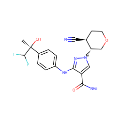 C[C@](O)(c1ccc(Nc2nn([C@H]3COCC[C@@H]3C#N)cc2C(N)=O)cc1)C(F)F ZINC000204977093