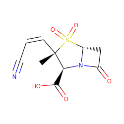 C[C@]1(/C=C\C#N)[C@H](C(=O)O)N2C(=O)C[C@H]2S1(=O)=O ZINC000003931713