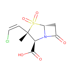 C[C@]1(/C=C\Cl)[C@H](C(=O)O)N2C(=O)C[C@H]2S1(=O)=O ZINC000013604489